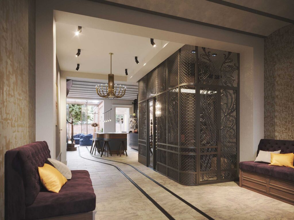 3D-Innenrendering-Luxe-Wohnung-Amsterdam-Eingang-Aufzug