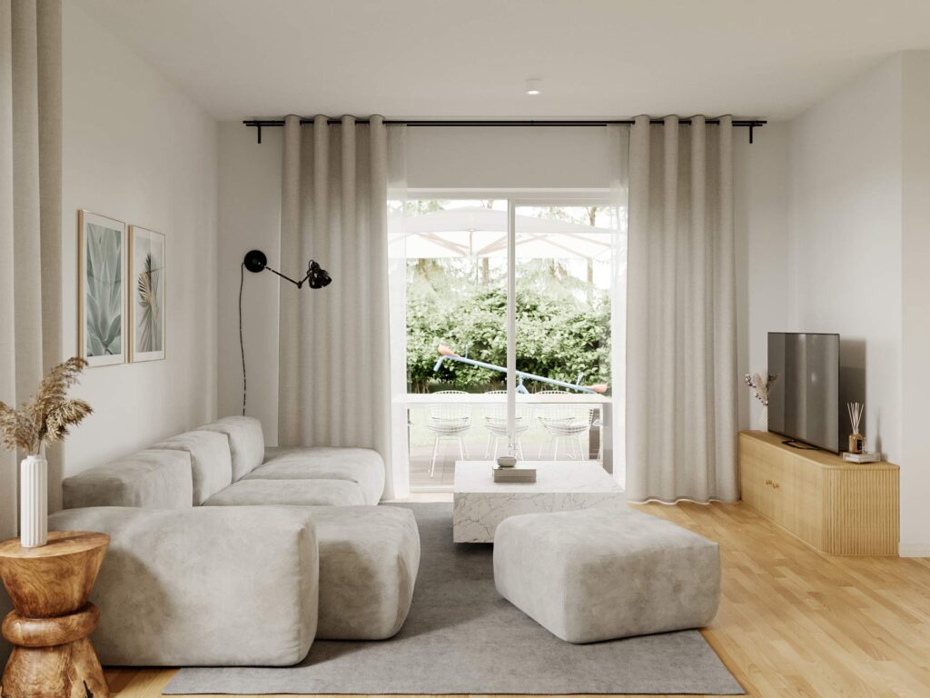 3D-Innenvisualisierung-Luxurioese-Familienvilla-250-Sitzbereicht-Wohnzimmer