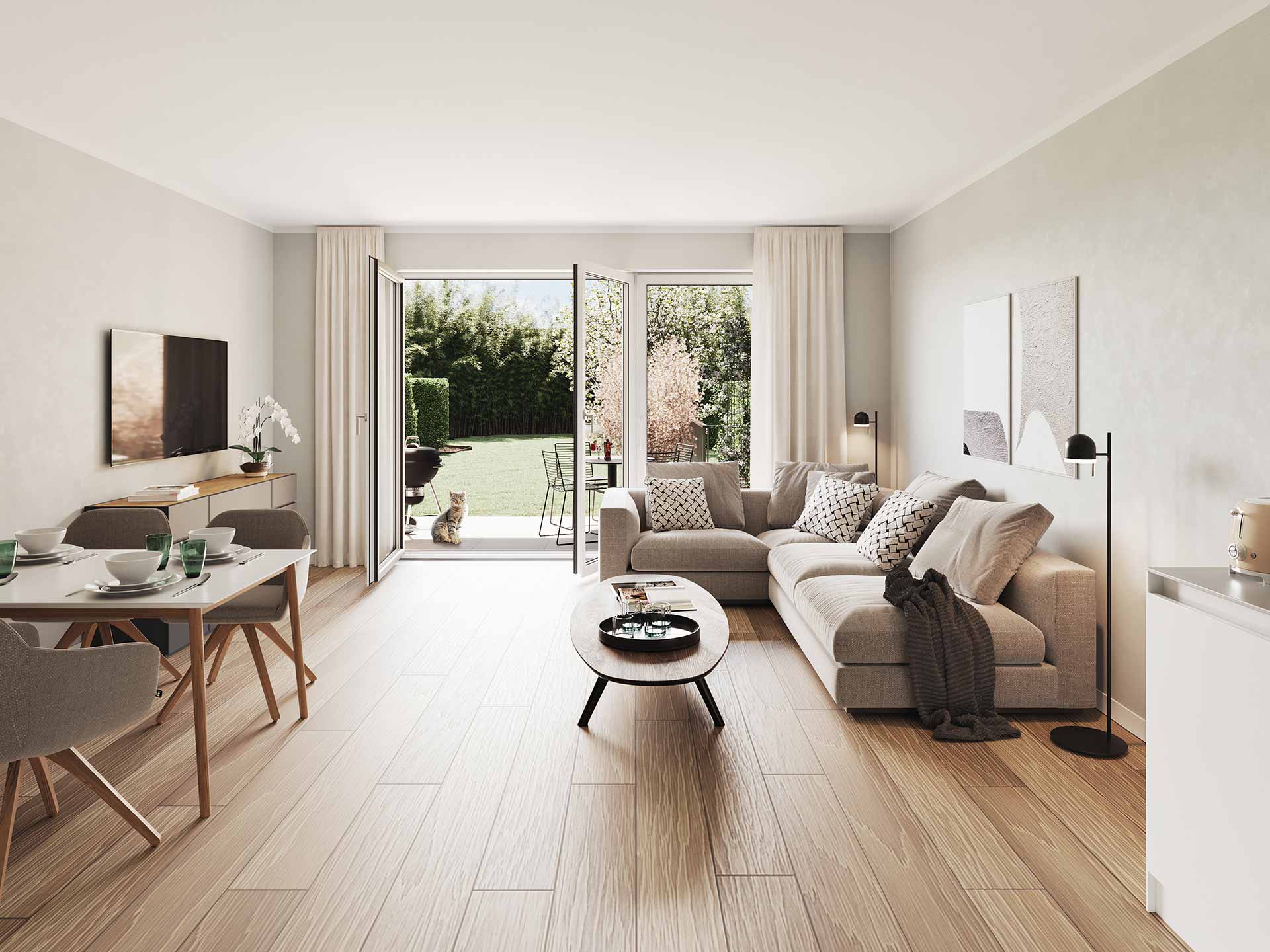 3D-Visualisierung-Mehrfamilienhaus-exklusiven-Wohnungen-Hamburg-Wohnzimmer-EG-1920x1440 3D Visualisierung Mehrfamilienhaus in Hamburg Wohnzimmer auf EG